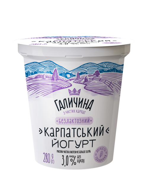 Йогурт питний ГАЛИЧИНА без наповнювача, безлактозний, 3%, 280 г